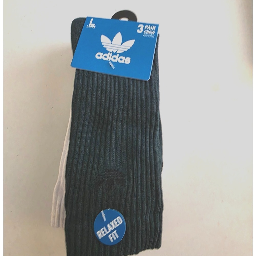 Adidas Men's Relaxed Fit‎ Crew Socks SZ L 3 PK